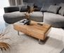 Acacia Table basse Anaya 100x50 cm naturel 2 tiroirs pied en L inoxydable