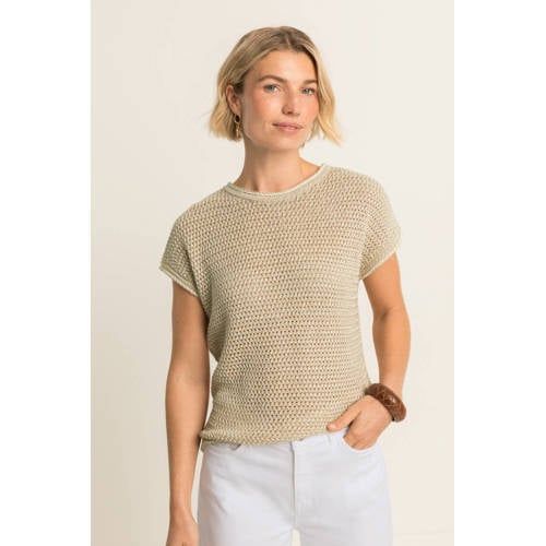 Expresso Expresso fijngebreide top beige