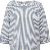 s.Oliver Blouse Dames Gestreept Ronde Hals Driekwart Mouw Koningsblauw Katoen Regular Fit