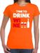 Bellatio Decorations Shoppartners Bv Time to Drink Wine tekst t-shirt oranje dames - dames shirt Time to Drink Wine - oranje kleding XXL