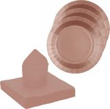 Santex Feest/Verjaardag Servies Set - 10x Gebaksbordjes/25x Servetten - Rose Goud - Karton