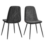 VASAGLE Eetkamerstoelen, 2 stuks, chenillestof | Metalen standaard, verstelbare poten, eenvoudige reiniging, gestructureerd PU, leigrijs, collectie ISLAND KDC187G01