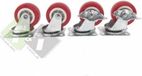 Benson Zwenkwielen set - geremd en ongeremd - 50 mm - rood - 4 stuks