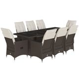 VidaXL 11-delige Bistroset met Kussens, Poly Rattan, Beige