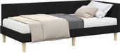 vidaXL Hoekbedframe met Matras Zwart 100 x 200 cm Stof