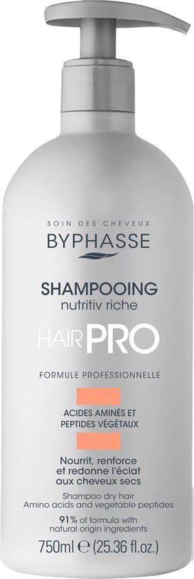 Byphasse Shampoo PRO Droog Haar - Aminozuren & Plantenpeptiden - Rijk Aan Voedingstoffen – Versterkt & Hersteld - 750ml