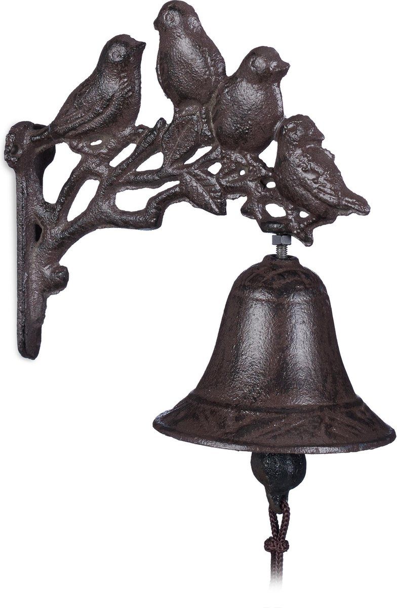 Relaxdays Deurbel Gietijzer Vogels - Tuinbel - Wandbel - Vintage Tuindecoratie