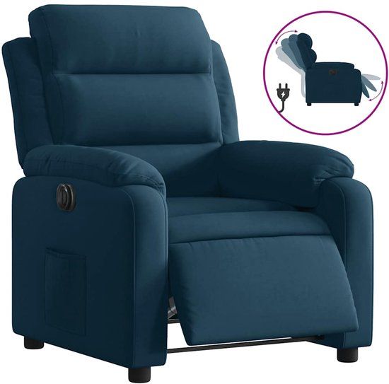 vidaXL Fauteuil elektrisch verstelbaar fluweel blauw