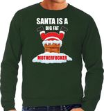 Bellatio Decorations Foute Kerst sweater / Kerst trui Santa is a big fat motherfucker groen voor heren - Kerstkleding / Christmas outfit L