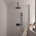 Brauer Black Edition Thermostatische Regendoucheset Inbouw - Hoofddouche 30 cm - Met Drukknoppen - Handdouche Staaf - Doucheslang - Geintegreerde Glijstang - Mat Zwart