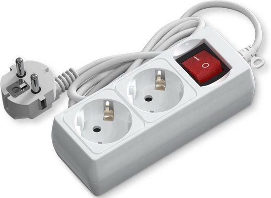 BES LED Verlengsnoer met Schakelaar - Aigi Antris - 3680W - 2 Stopcontacten - 1.5 Meter - Wit