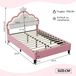 Lit pour enfant - Lit rembourré 140 x 200 cm - Avec motif couronne et éclairage LED - Tête de lit avec sommier à lattes - Lit pour filles - Rose