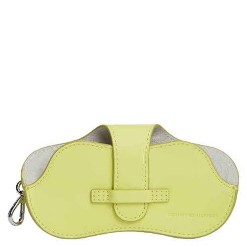 Tommy Hilfiger leren brillenkoker met sleutelhanger limegroen