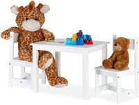 Merkloos Relaxdays Kindertafel en 2 Stoeltjes - Wit - Hout - Modern