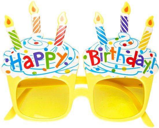 Finidi Happy Birthday bril met taart