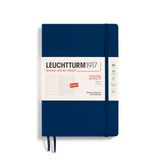 LEUCHTTURM1917 370759 weekkalender & notitieboek 2025, medium A5 zachte kaft - 12-maanden-planner, gelinieerd - marineblauw, Engels