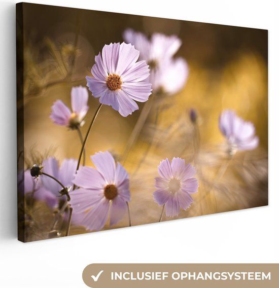 OneMillionCanvasses Canvas schilderij - Bloemen - Roze - Oranje - Abstract - 180x120 cm