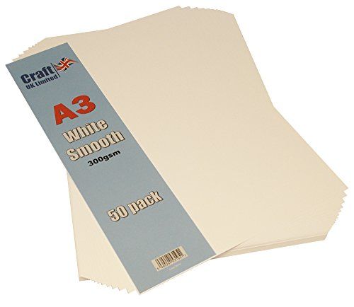 Craft UK 2010 A3 300gsm gladde kaart - wit (Pack van 50 vellen)