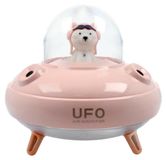 Aroma-vernevelaar/diffuser in de vorm van een UFO, roze, 400 ml, USB-C aansluiting, ABS-kunststof