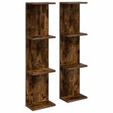 vidaXL Wandplank 2 st Gerookt eiken 25 x 15 x 100 cm Bewerkt hout