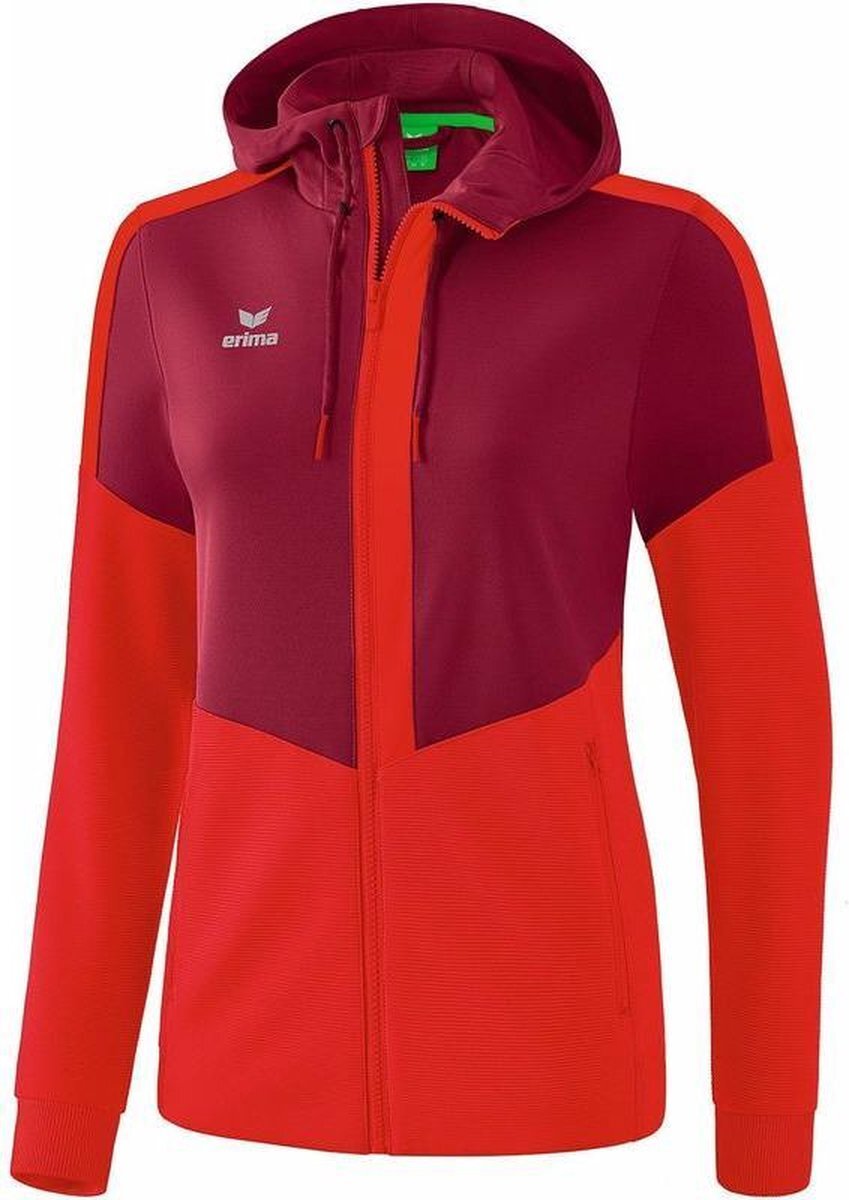 Erima Squad Trainingsjack Met Capuchon Dames Bordeaux-Rood Maat 44