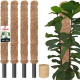 KOTARBAU® 4 st Kokosstok, Plantenstok, ⌀ 2,5 x 50 cm, Kokosstaaf, Klimhulp Monstera, Bruin, Kokosvezel, Klimhulp, Plantenstaaf, Kokosstok voor Monstera, Kokosstaaf voor Klimplanten