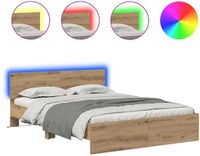vidaXL Bedframe met hoofdeinde Artisan Eiken 140 x 200 cm Bewerkt hout