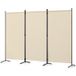 Angel Living Écran coupe-vent à 3 panneaux, paravent autoportant pliable pour bureaux, balcons, chambres et jardins extérieurs, 243 x 180 cm (beige)