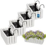 KOTARBAU® 4 st Balkonbak, Bloembak voor Balkon, Kunststof, 38 x 18 x 16 cm, Wit