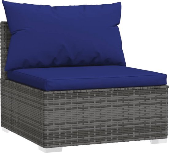 vidaXL 4-delige Loungeset met kussens poly rattan grijs