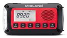 Midland ER100 Radio d'urgence - Radio AM/FM, Dynamo, Cellules solaires, Lampe de poche, 2600 MAH Batterie - Rouge