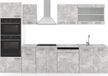 Vicco R-Line Complete keukeneenheid – 300 cm met hoge kast, zonder werkblad Beton
