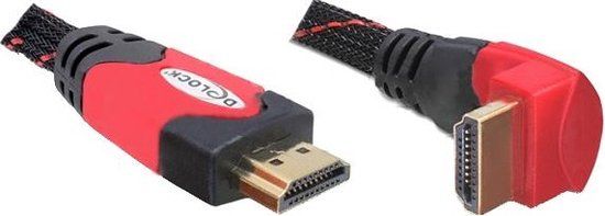 Delock 5m HDMI Kabel - Eenzijdig Haaks - Zwart/Rood