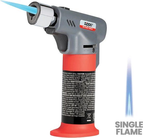 Zippo Butane Torch Brander - Rood/Grijs - Metaal - Navulbaar