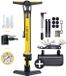 Dunlop Pompe à vélo avec manomètre et kit de réparation de vélo 14 pièces - Jaune