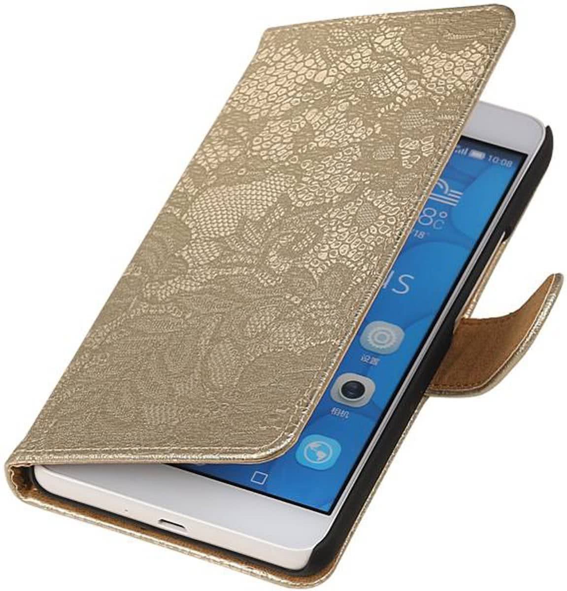 Best Cases Huawei Honor 6 Plus Case - Lace Kant Booktype Wallet Hoesje Goud