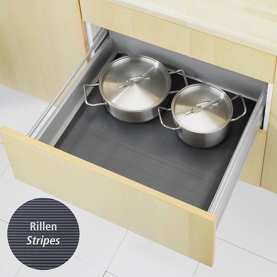 Wenko Anti-slip matje inkortbaar zwart streeppatroon - 15 x 5 cm