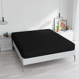 Hoeslaken voor tweepersoonsbed, katoen, gemaakt in Italië, bedlaken met elastiek 25 cm, zwart