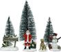 Kaemingk B.V. 7x pièces village de Noël accessoires figurines/poupées et sapin de Noël