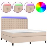 vidaXL Boxspringbed met matras en LED-verlichting, cappuccino-bruin, 160x200 cm