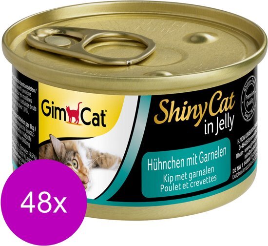 GimCat Shinycat Adult 70 g - Kattenvoer - 48 x Kip&Garnaal