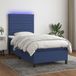 Maison Exclusive - Lit boxspring avec matelas et éclairage LED, bleu, 90x200 cm, textile