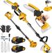 StarTech Draadloze telescoop kettingzaag - 2-in-1 multifunctioneel gereedschap - 15 cm zaagblad - 18V accu - geschikt voor tuinieren en het snoeien van bomen - met 2 accu's