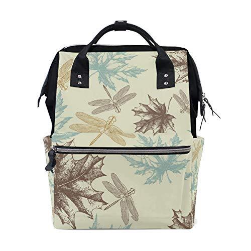 MONTOJ Herfst Esdoorn Bladeren En Dragonfly Patroon canvas Reistas Campus Rugzak