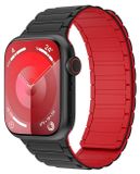 Wigento Apple Watch SE 2023 40mm: hoogwaardige siliconen band met magnetische sluiting, vervanging, zwart/rood