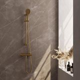 Brauer Gold Edition Glijstangset met Thermostaatkraan - 3-Standen Handdouche - Goud Geborsteld Pvd