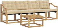 vidaXL Loungeset 5-delig Wit en Beige Acacia Hout