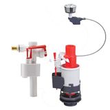 Wirquin 10724351 complete toiletspoeling MW2-mechanisme & vlotterkraan F89, wit en rood