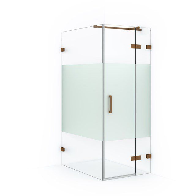 Maxaro Douchecabine Diamond 110x80cm 8mm Helder Veiligheidsglas met Matte Strook Koper
