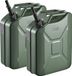 Bidon de carburant en métal, 20 litres, bidon de carburant avec bec verseur et poignée confortable, débit maximal de 6 litres par minute, étanche et résistant à la corrosion. Convient à la plupart des voitures, motos, quads et UTV. Vert, 2 pièces